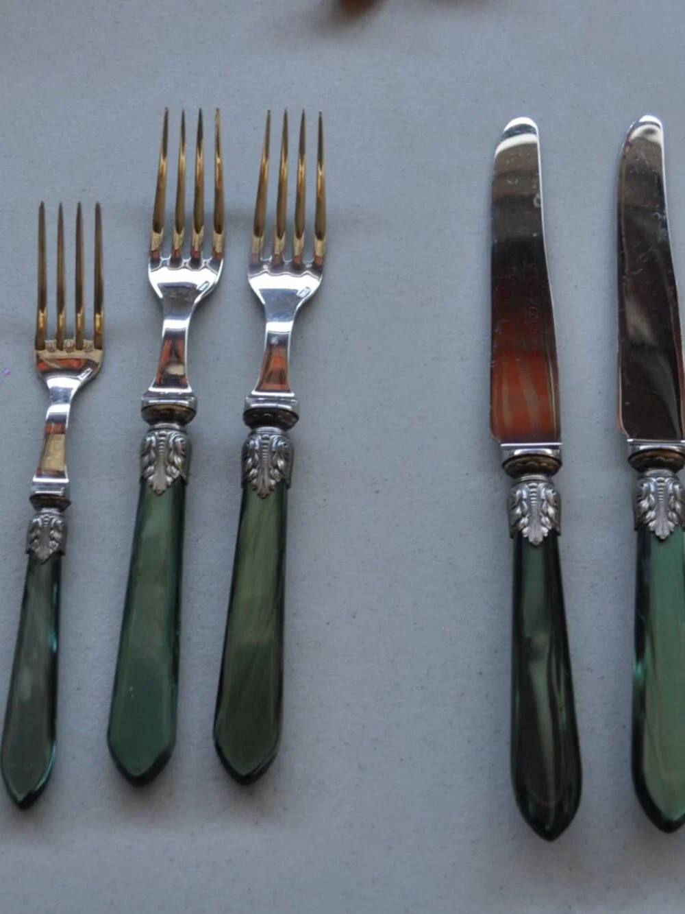Jean Couzon France Galaxy Green Flatware – 13 Pieces – Rare Discontinued